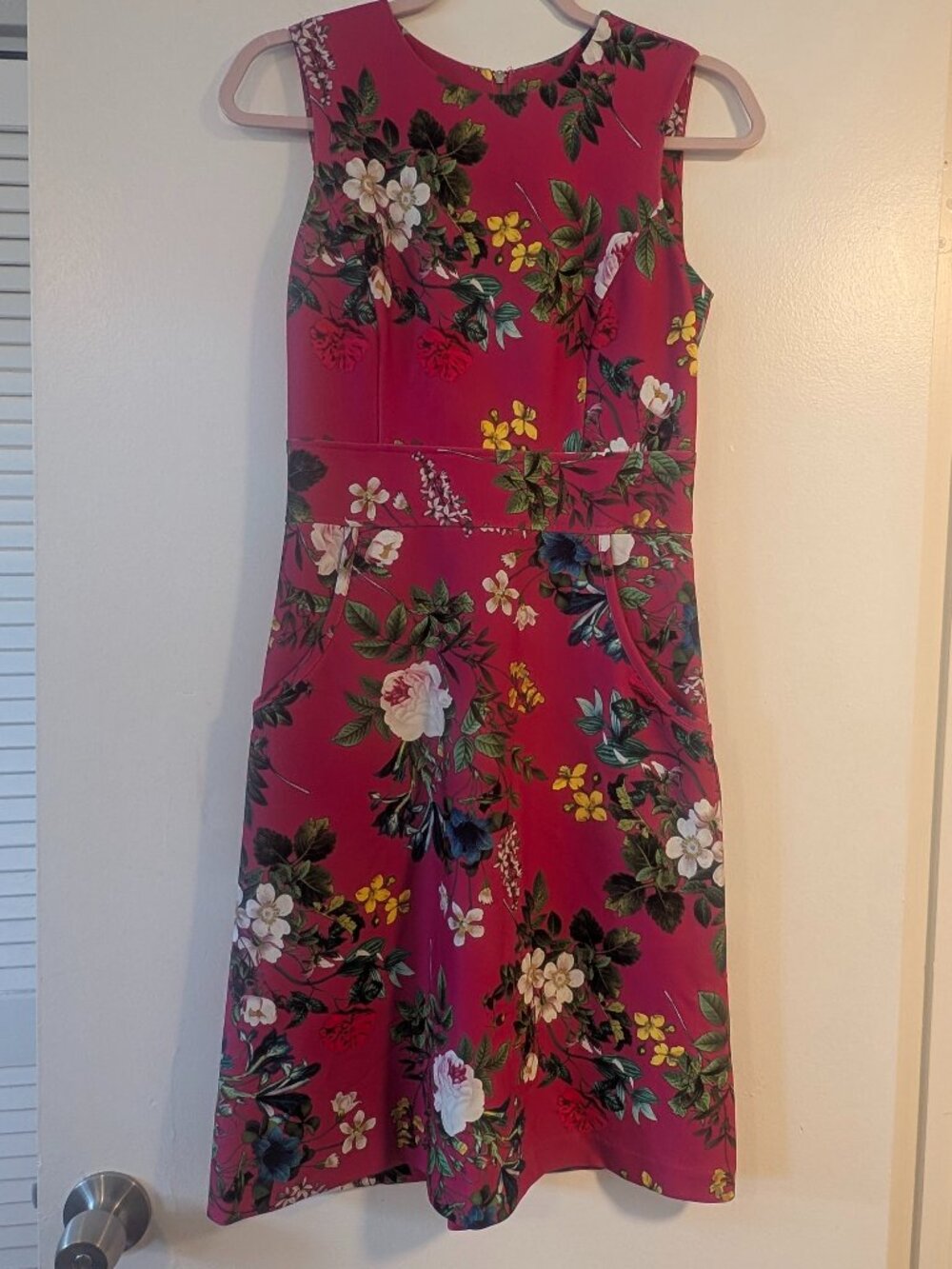 Calvin Klein pink dress with floral botanical print